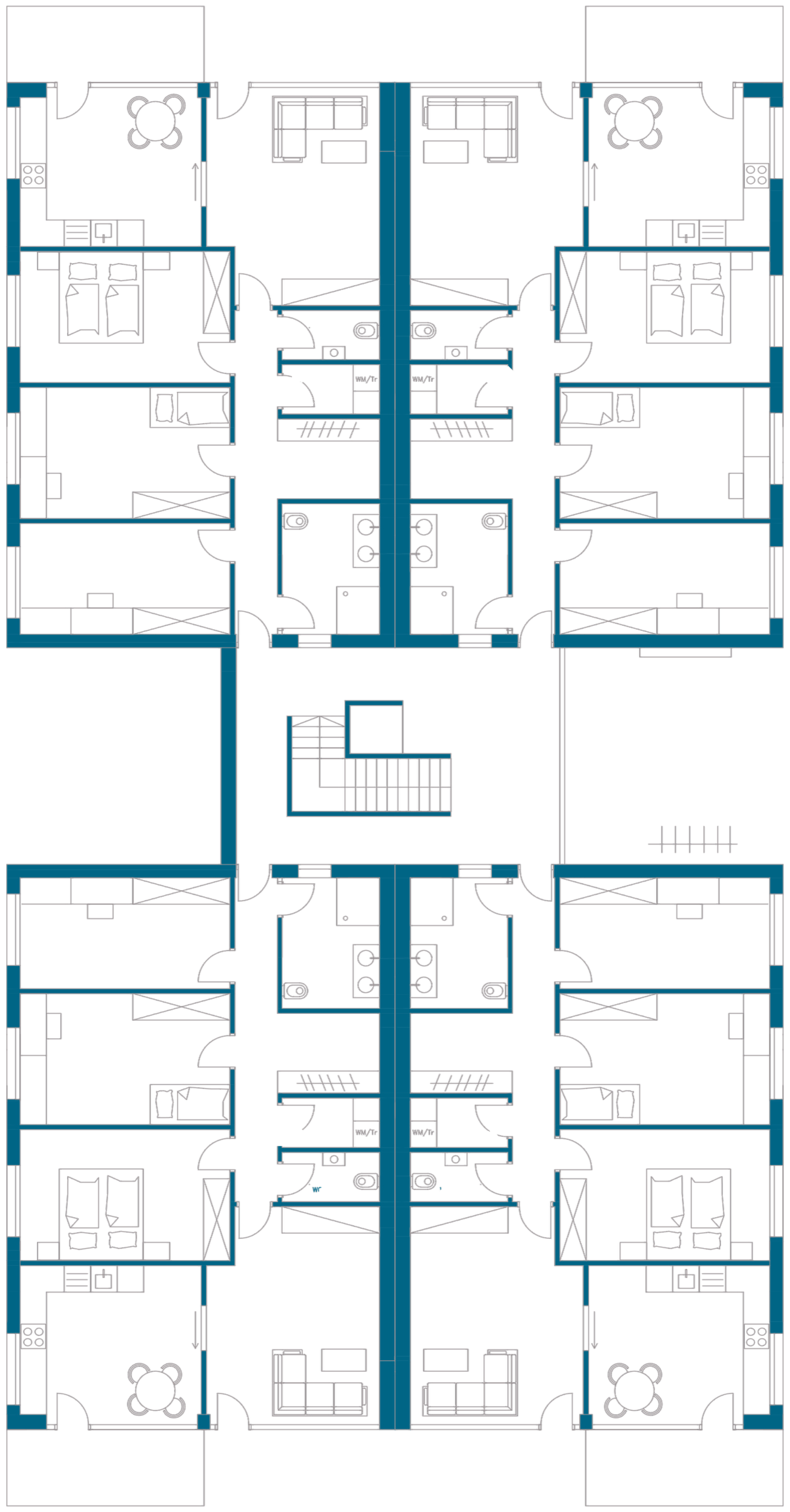 Grundriss Lebensnetz 12, Regelgeschoss (Erdgeschoss bis 2. Obergeschoss)