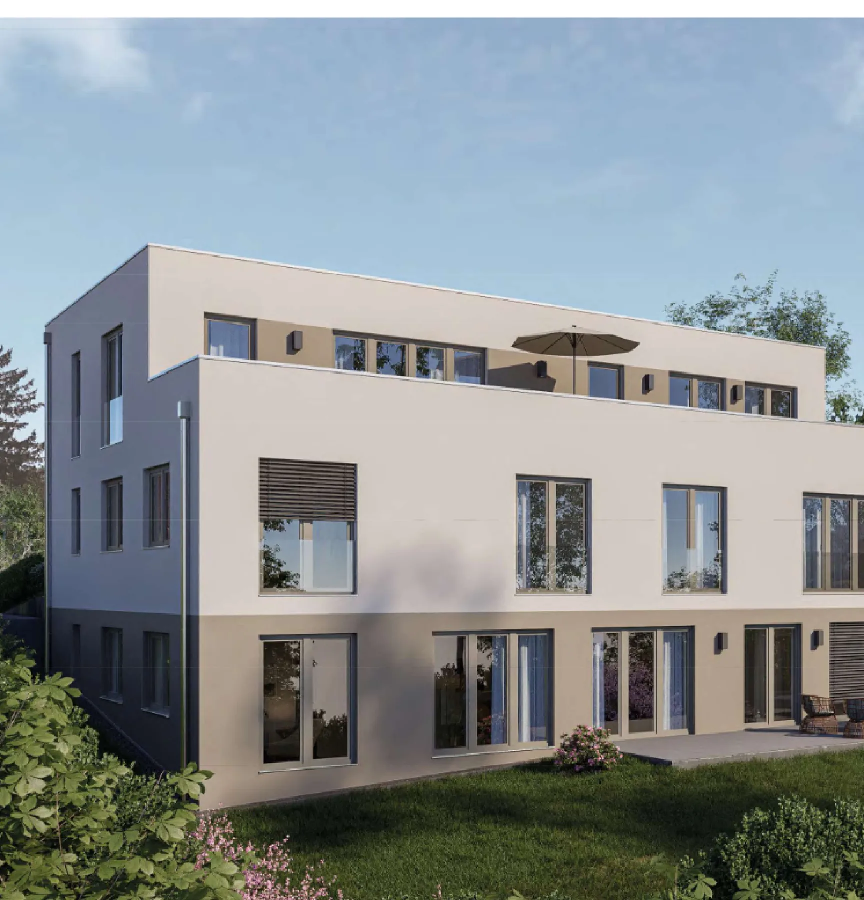 Visualisierung: das Haus am Werdauer Weg von der Gartenecke aus